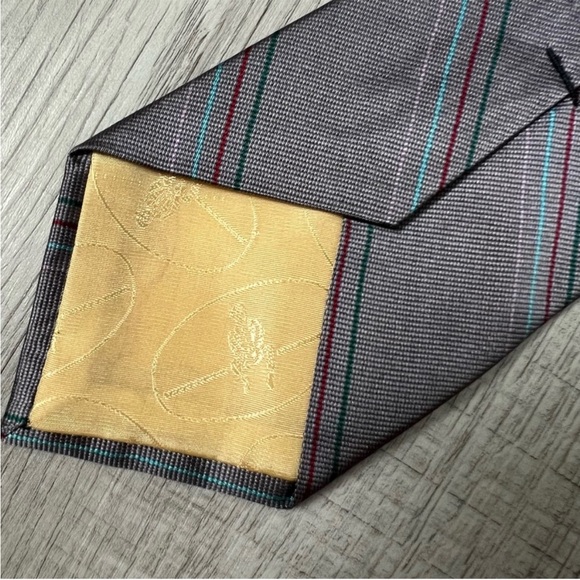 PAUL STUART VINTAGE SILK HANDMADE STRIPED TIE GRAY - Picture 3 of 9